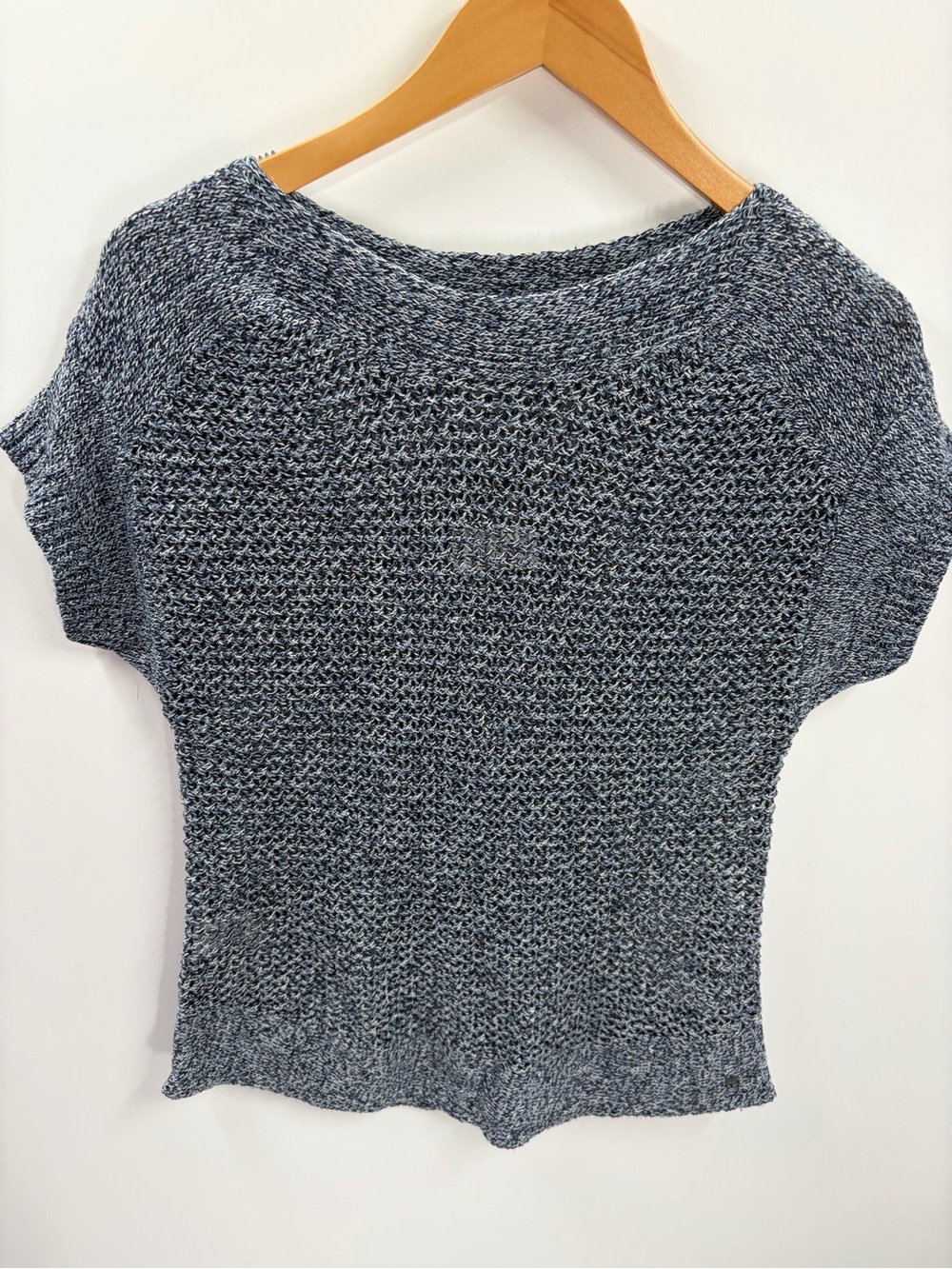 NWT Eddie Bauer‎ Marled Knit Short Sleeve Open Stitch Sweater Size S